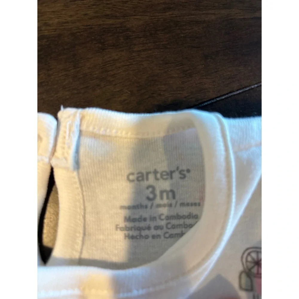 Carters Baby Girl Ice Cream Truck Bodysuit Short Sleeve Pink White 3 Months